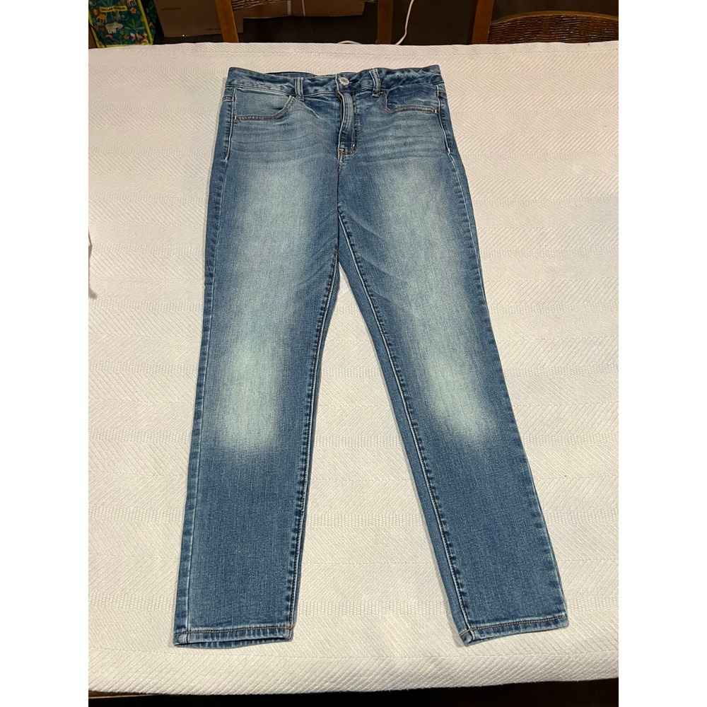 American Eagle Jeggings Womens 12 Blue Hi Rise Jegging Super Stretch Thigh Fade